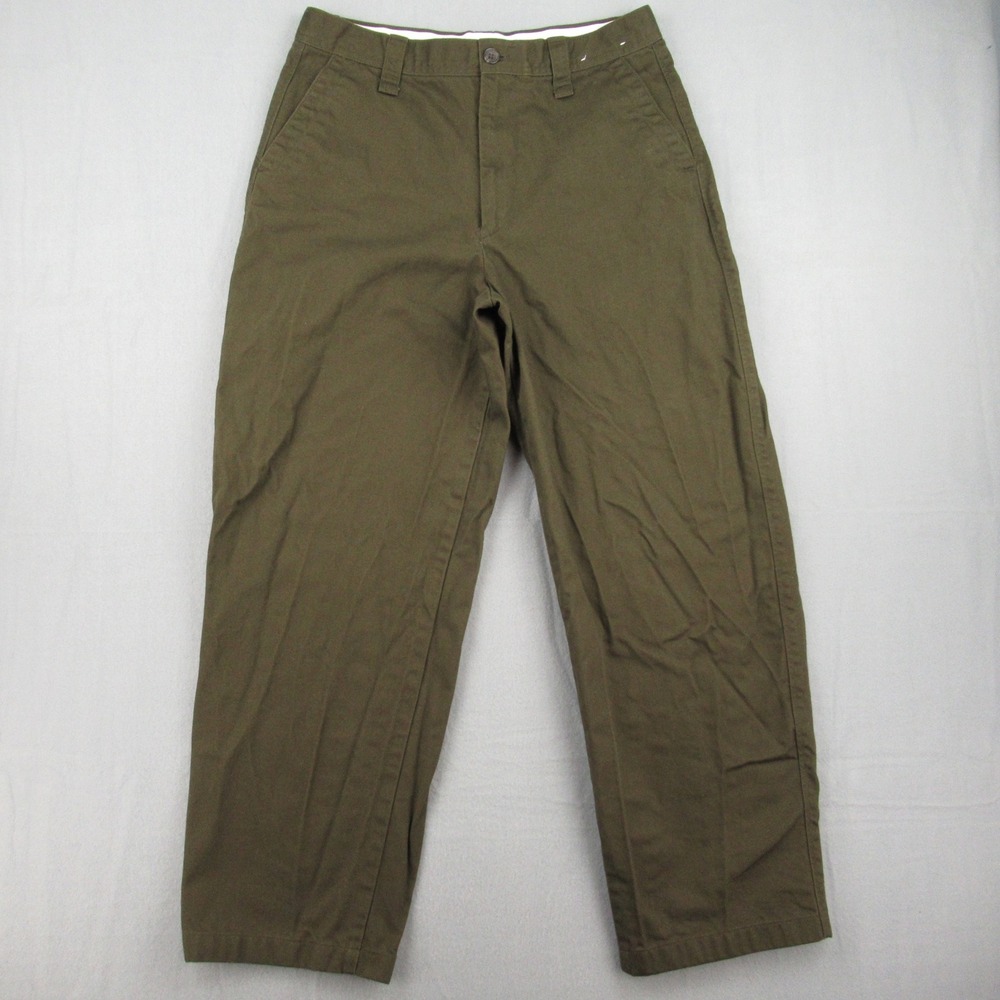 Uniqlo U Chino Pants Mens 32 Olive Green Wide Fit Straight Leg 475564